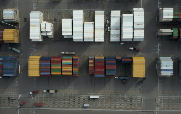 aerial photography of multicolored trailers