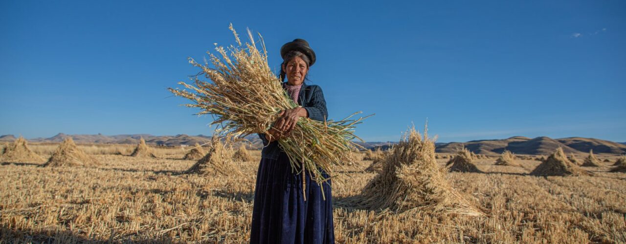 woman holding hay
