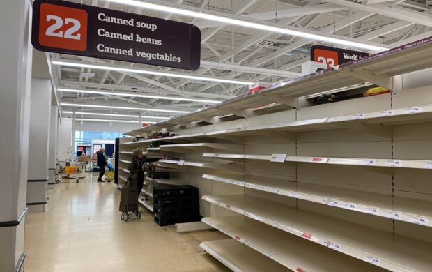 sustainable food system - image shows empty shop shelves