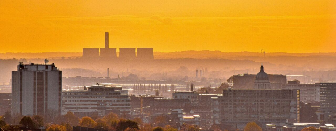 city skyline during orange sunset