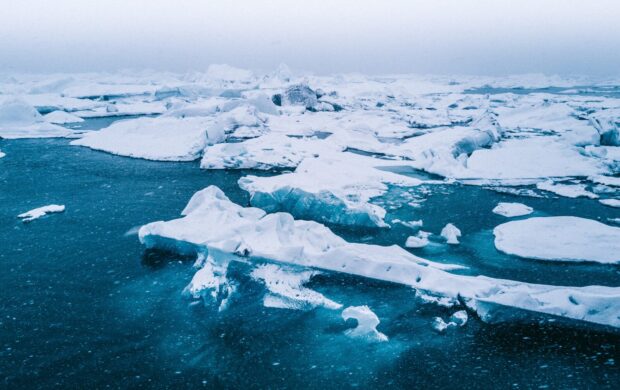 bird's-eye view of icebergs