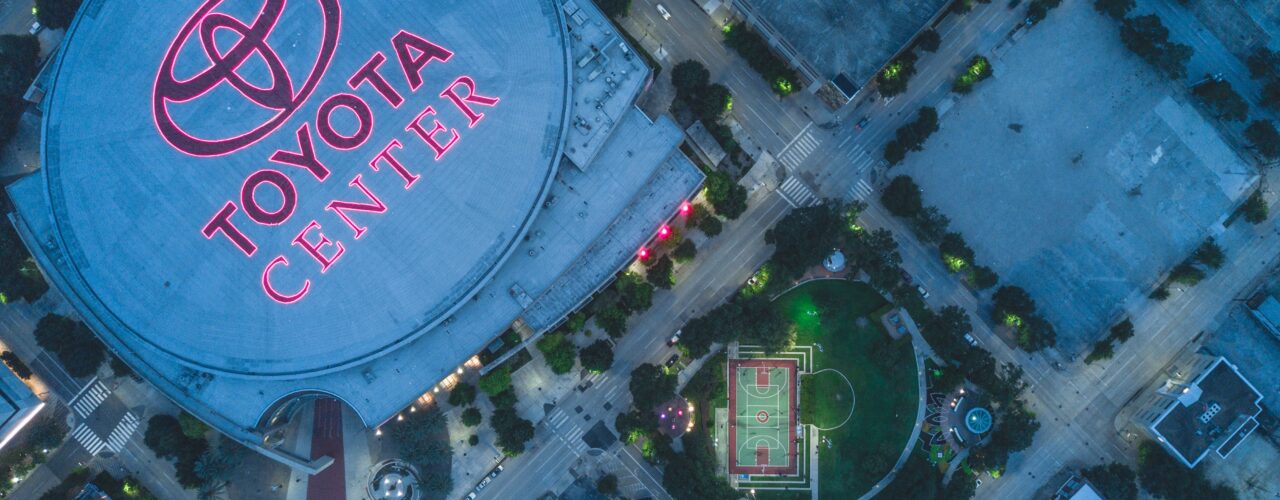 aerial photo of Toyota Center arena