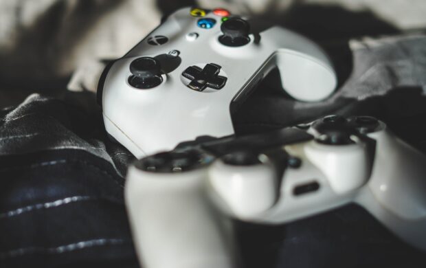 two white controllers