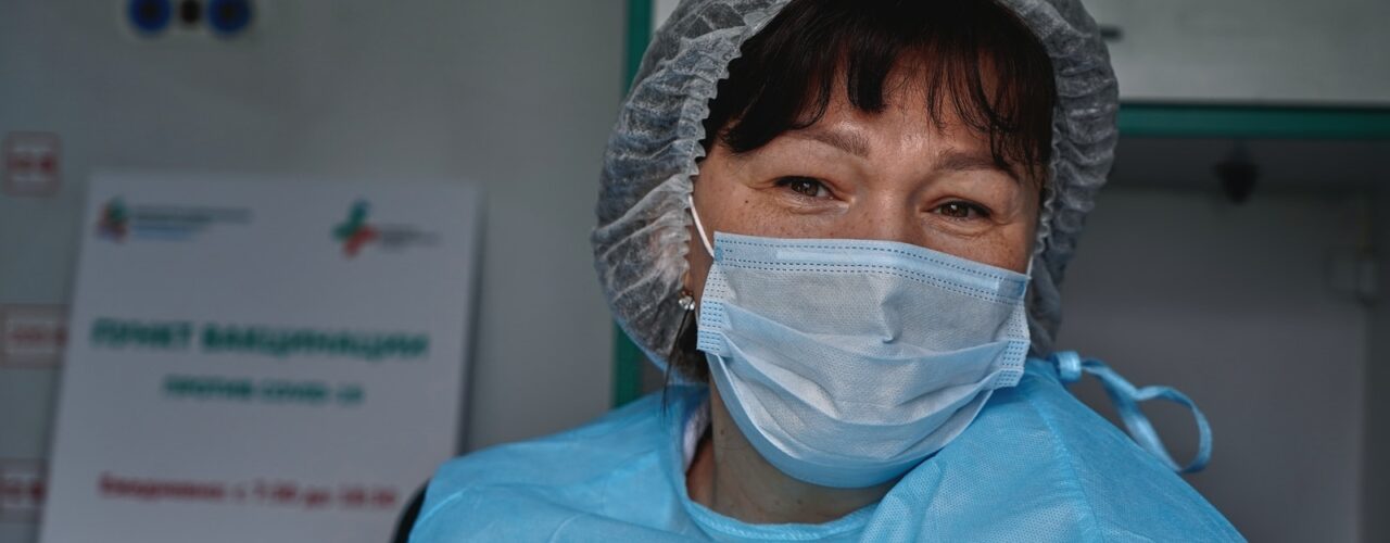 woman in blue scrub suit