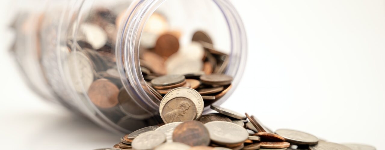 spilled coins from the jar