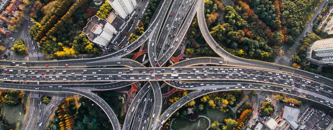 aerial photography of concrete roads