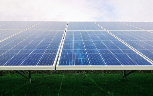 white and blue solar panel system