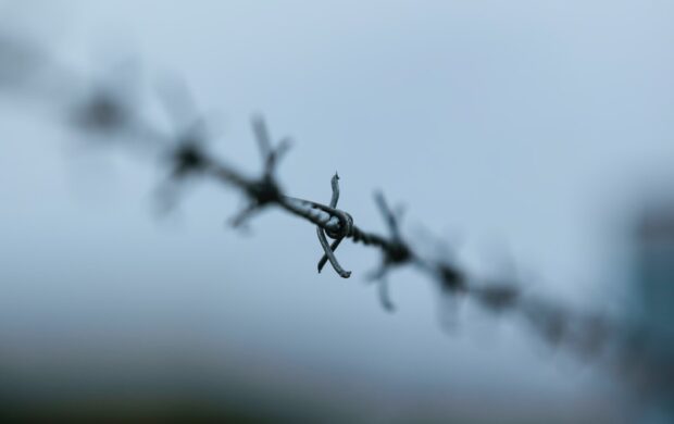 water droplets on gray wire