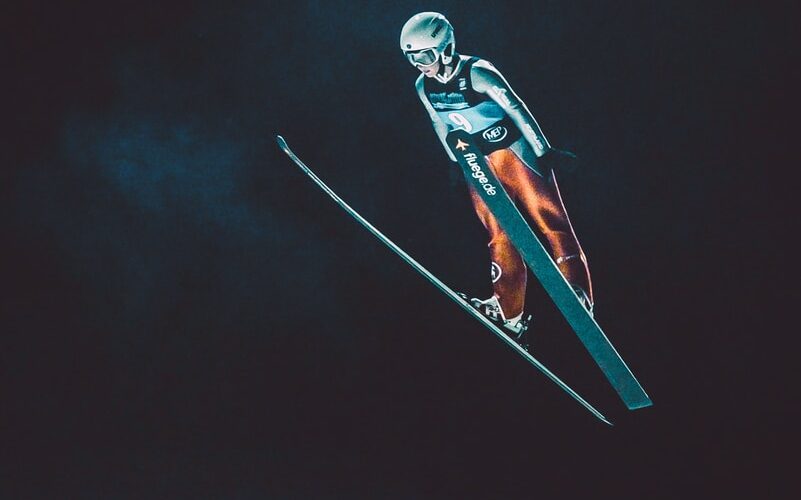 person skiing during nighttime