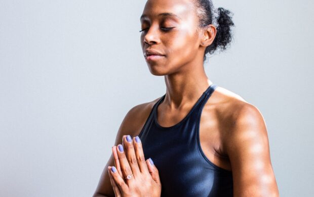 woman wearing black sports bra