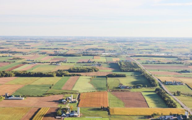 aerial photography of brown and green fileds